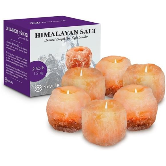 6Pack Pure HimalayanSalt Candle Holders |2.5lbs Natural Himalayan Salt TeaCandle - Picture 1 of 7